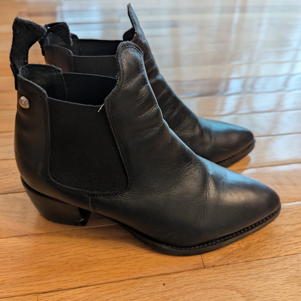 Topshop Black Leather Ankle Booties